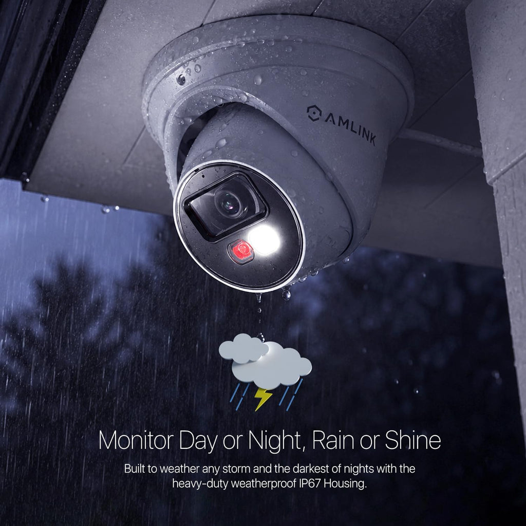 amlink 2-pack 5mp security ai ip poe camera on a desk or shelf