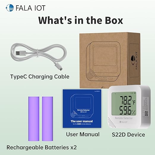 FALA IOT WiFi Temperature & Humidity Monitor, No Subscription 24/7 Remote Temp