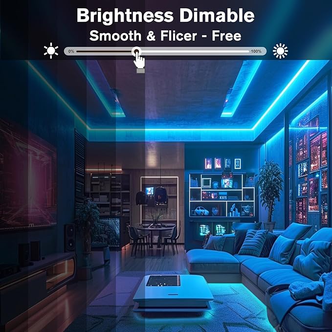 EMITEVER RGB LED Strip Light 16.4ft, Dimmable COB 24V Flexible LED Color