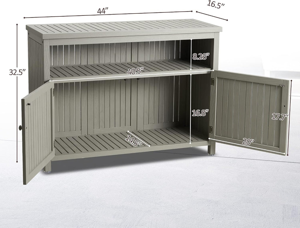 AHB Outdoor Console Sideboards Buffet Cabinet(Grey)