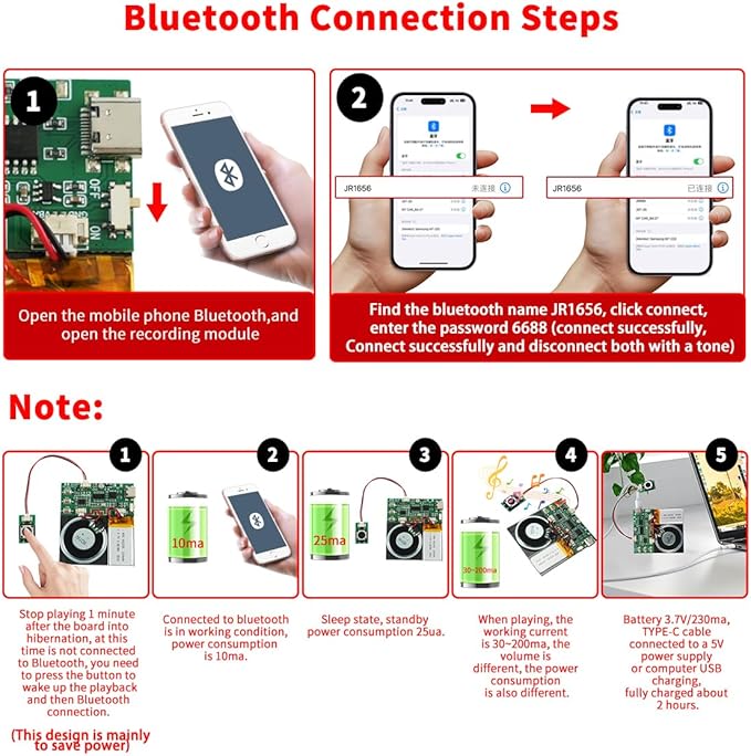 Bluetooth & MIC Recording Audio Sound Module, 8MB Voice Chips