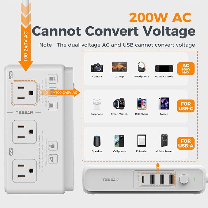 TESSAN 220V to 110V Voltage Converter