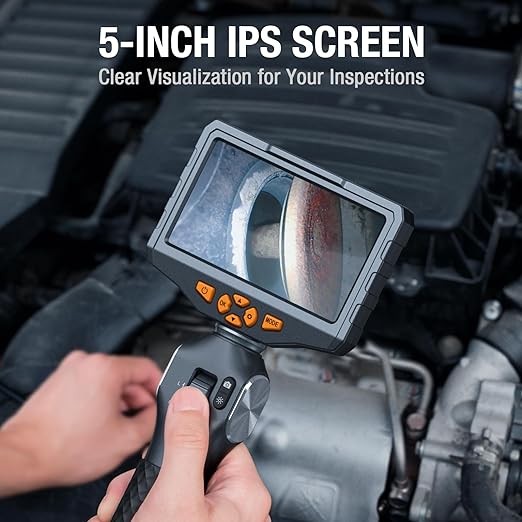 Articulating Borescope with Dual Lens Endoscope, Teslong 5-inch IPS Automotive