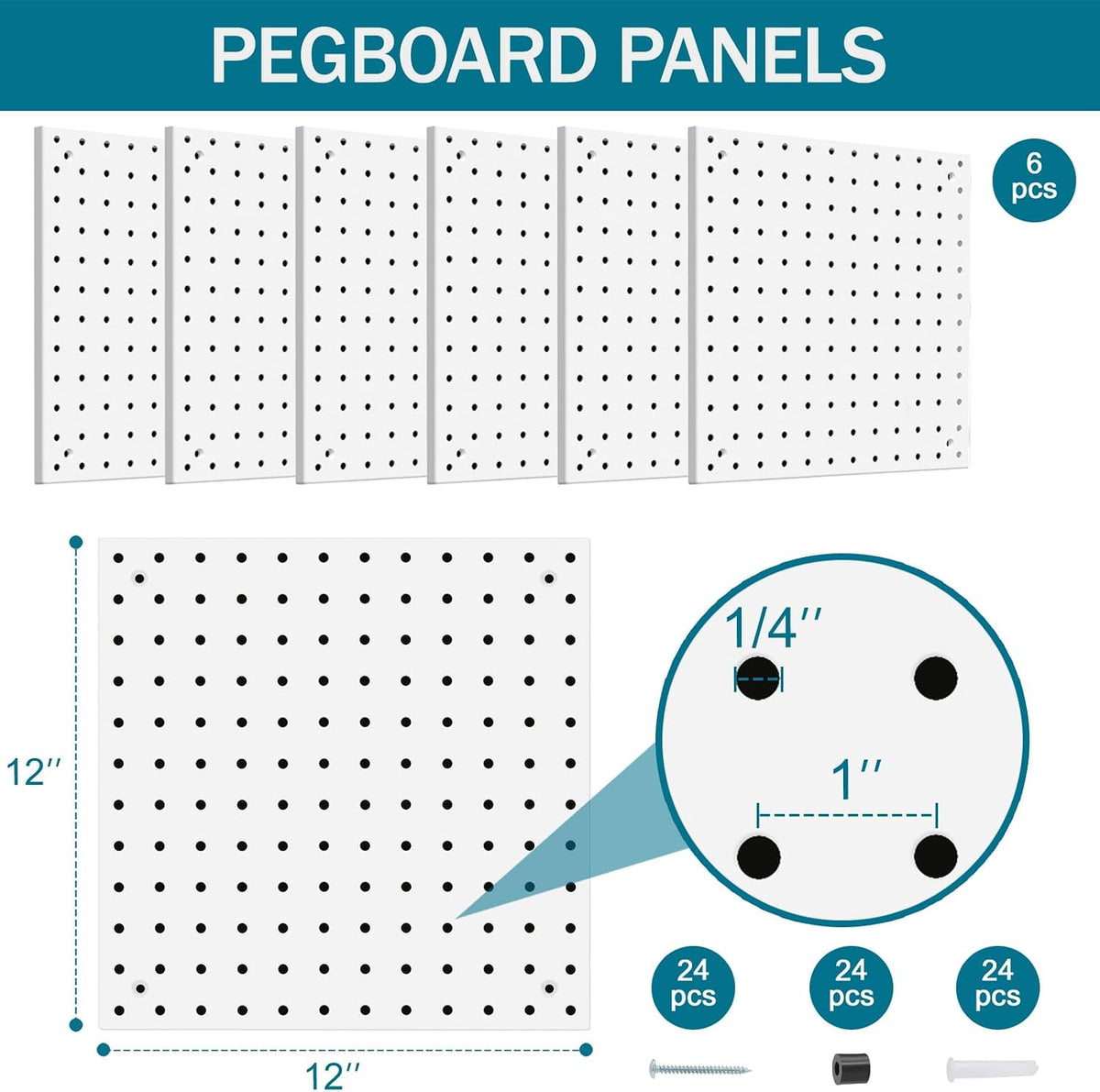 Peg Board Kit, Includes Pegboard and Accessories,with Hooks and Bins,Peg Board Wall Organizer for Office,Ornaments Display,Crafts Organization (129, White)