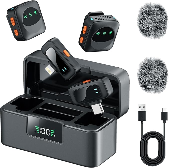LIZHUZHONG Ai Mini Mic Wireless Lavalier Microphone System, Magnetic & Clip-On