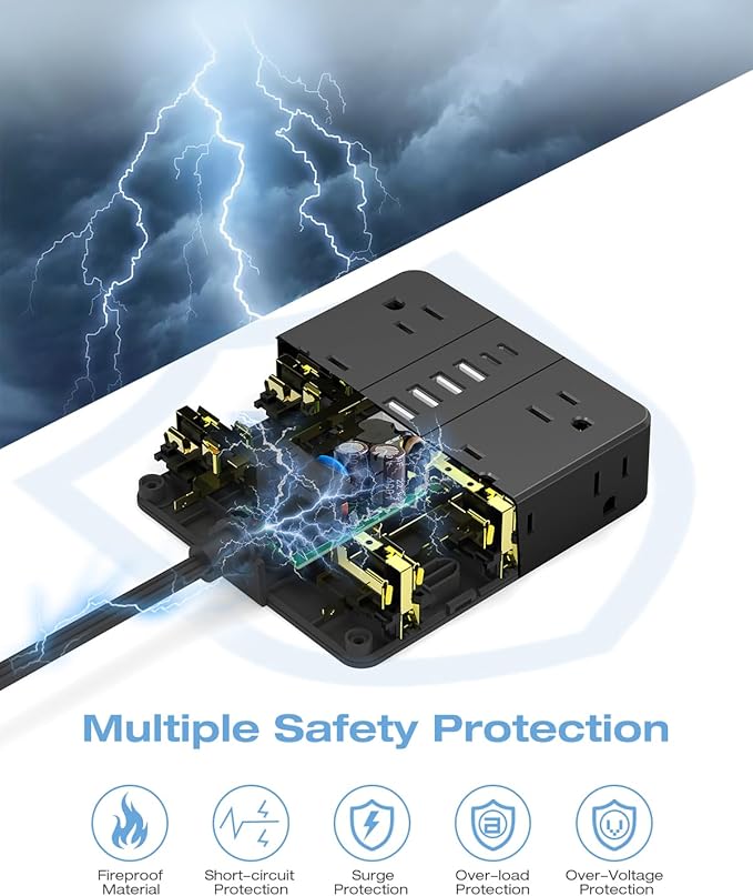 AOFO 25FT Surge Protector Power Strip, 12 AC Outlets