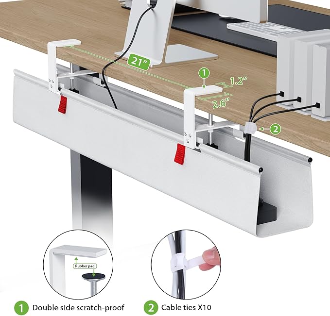 KEEGH Large 36" Under Desk Cable Management Tray