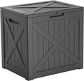 ROJIK 36 Gallon Deck Box Outdoor, Waterproof Outdoor Storage Boxes with Lids, Outside Resin Lockable Storage Box for Patio Cushions, Garden Tools(Black)