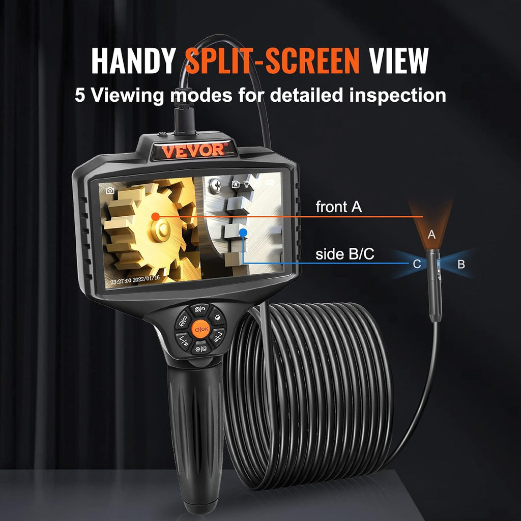 vevor triple lens inspection camera with light, 5", side view