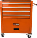 4 Drawers Tool Chest on Wheels, Multifunctional Rolling Tool Cart Tool Storage with 1 Cabinet, Drawers Rolling Tool Box Organizer for Garage, Warehouse, Workshop, Repair Shop (4 Drawers-Orange)