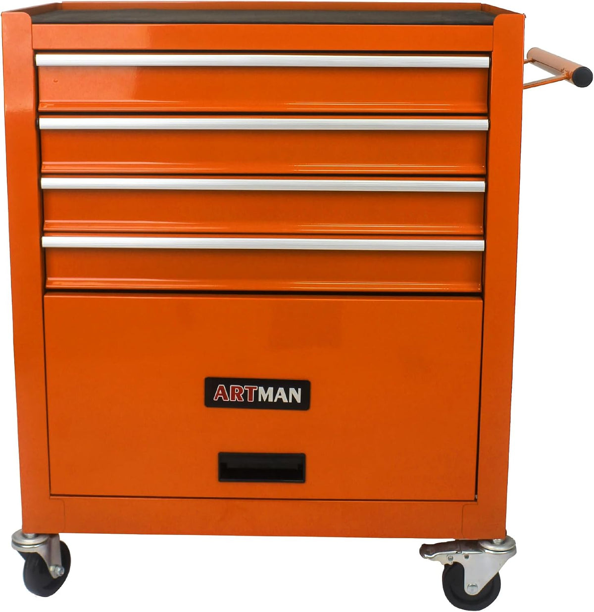 4 Drawers Tool Chest on Wheels, Multifunctional Rolling Tool Cart Tool Storage with 1 Cabinet, Drawers Rolling Tool Box Organizer for Garage, Warehouse, Workshop, Repair Shop (4 Drawers-Orange)