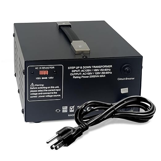 LiteFuze 2000 Watt Japan Voltage Converter Transformer Step Up/Down - 100v to