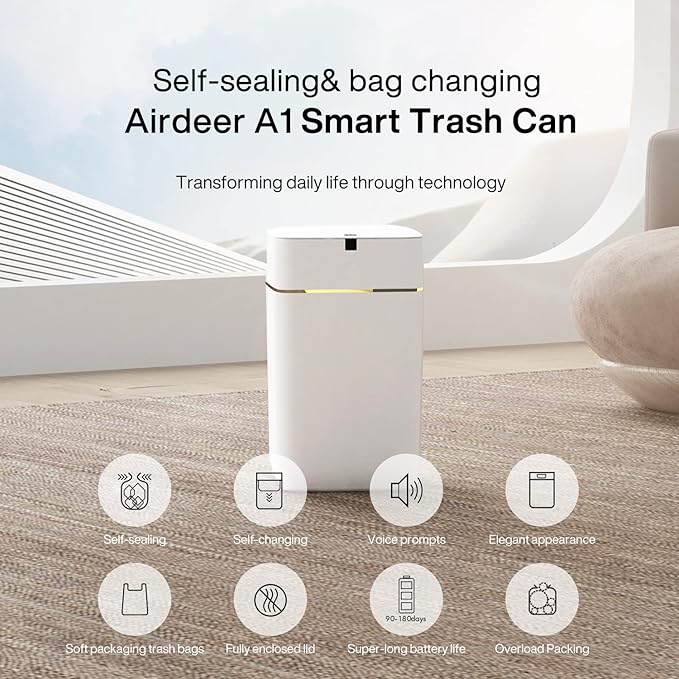 Airdeer Automatic Trash Can, 4 Gallon Self Sealing and Self-Changing Smart