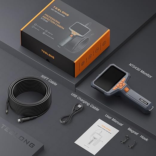Teslong 50FT Sewer Camera, Dual Lens Borescope