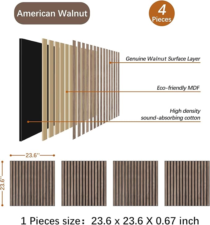 ARMURO Wood Slat Wall Panel (4 PCS)