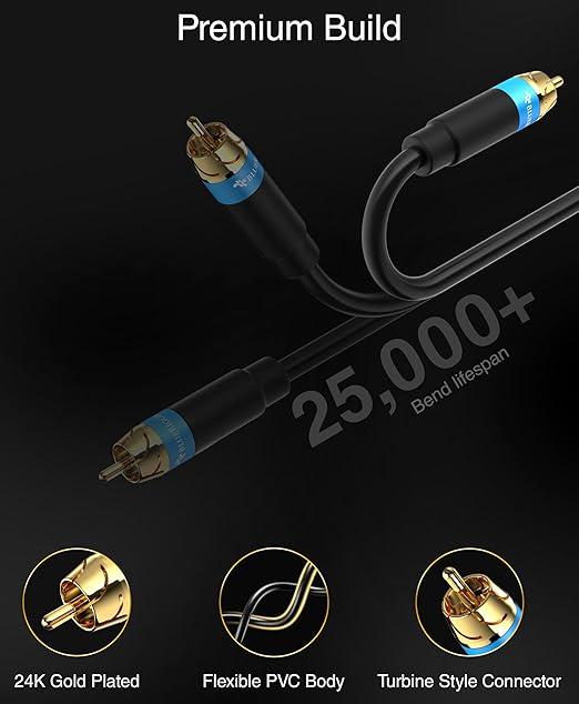 BlueRigger RCA Audio Subwoofer Cable –