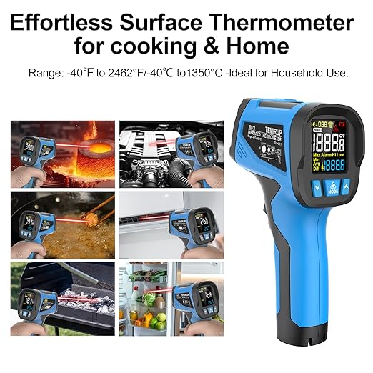 TEMIRUP Infrared Thermometer Temperature Gun -40℉ to 2462℉, 30:1 High Temp