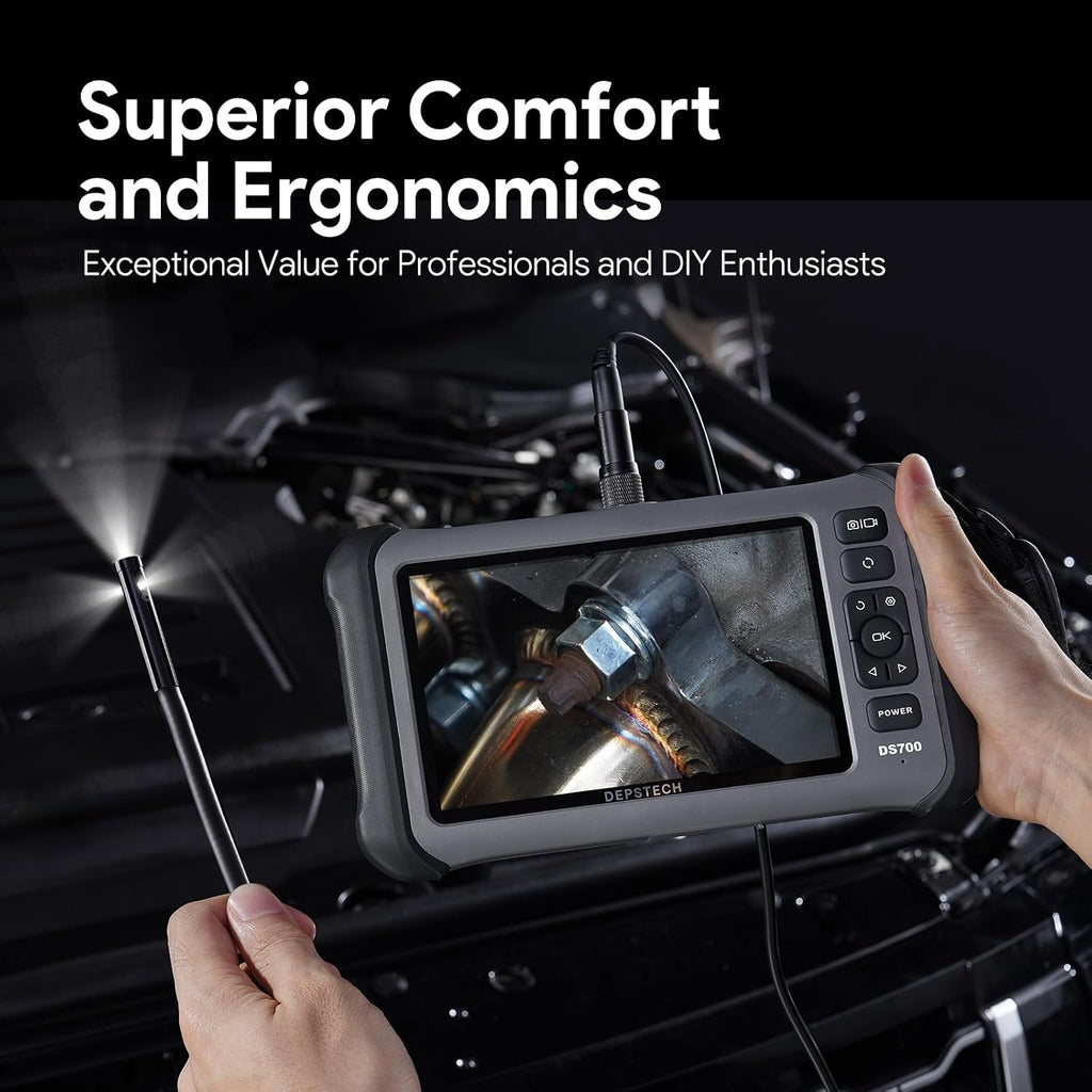 depstech 7" ips screen endoscope camera with light, side view