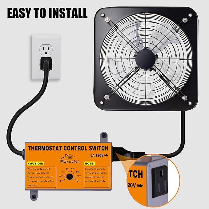 Attic Fan Thermostat-Control, Adjustable Thermostat (2Pack)
