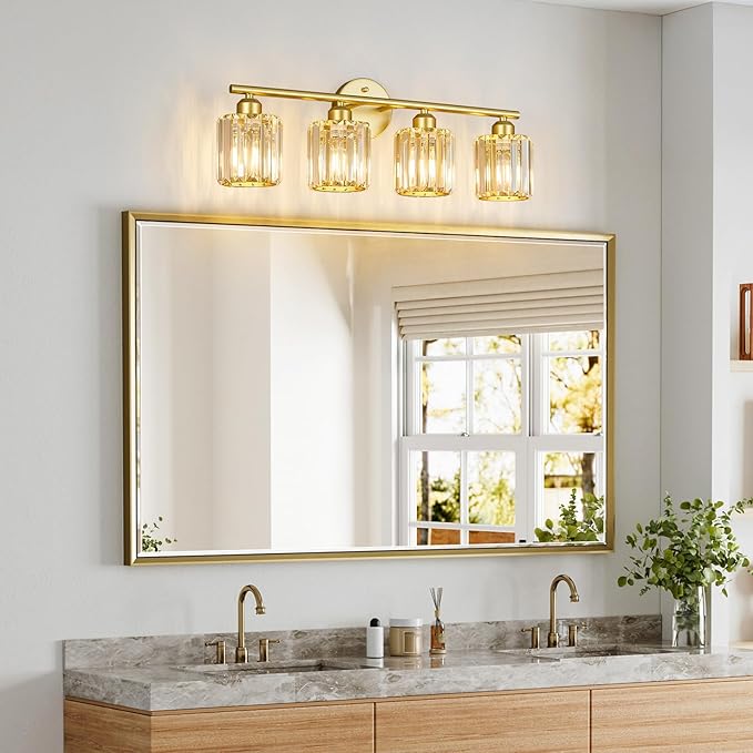 FDPBY Modern 4 Light Crystal Vanity Light, Compatible