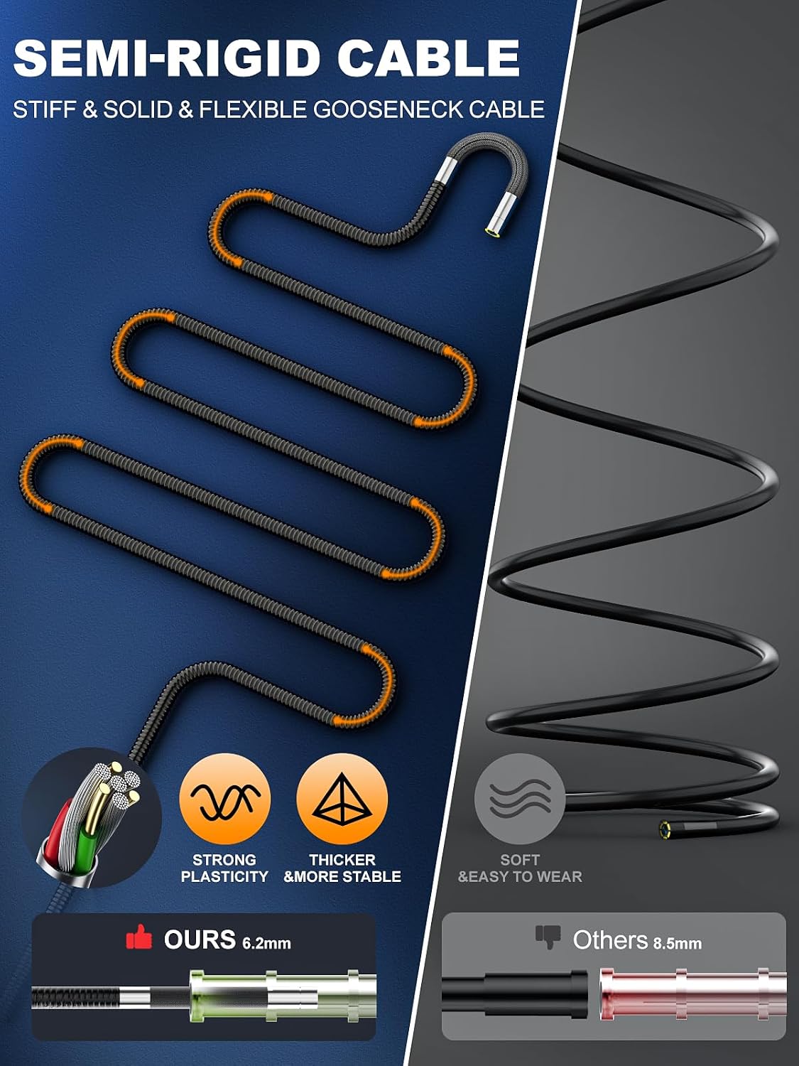 360°articulating borescope camera - 5" hd 1080p inspection, package contents