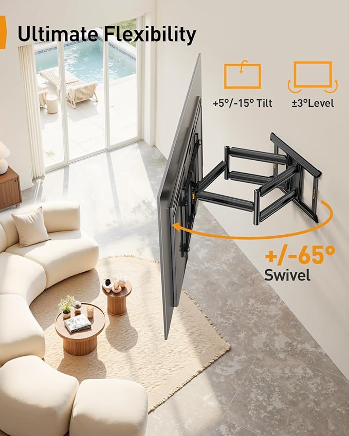 Perlegear Long Arm Full Motion TV Wall Mount