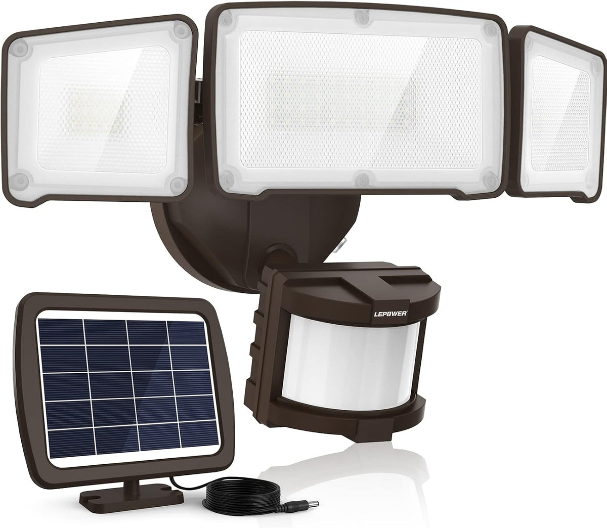 LEPOWER 1600LM LED Solar Security Lights Motion Outdoor, 5500K White Light