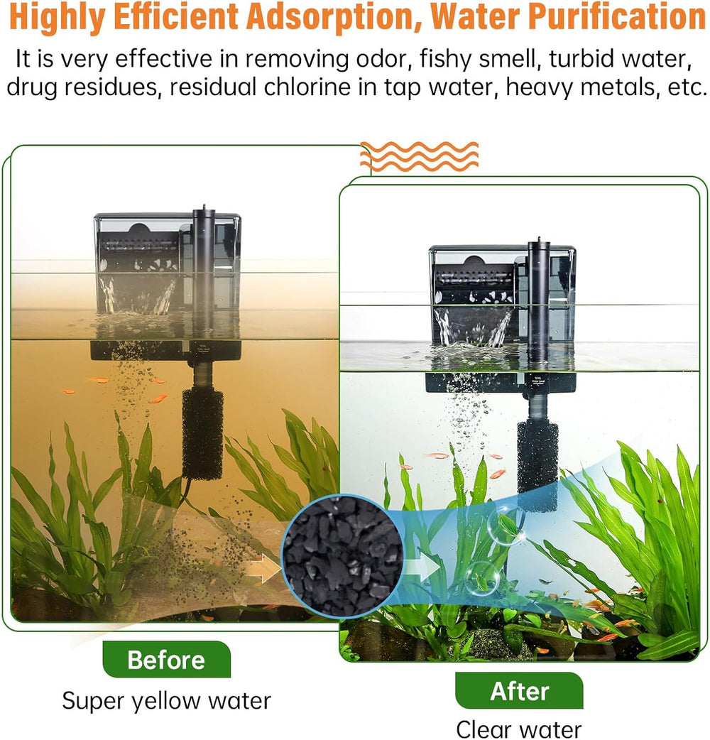 hygger Aquarium Activated Carbon, Premium Natural Coconut Shell Activated Cha...