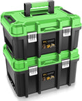 Auto Dynasty 17" Tool Box 2Pcs Lockable, Portable w/Removable Tray, Green