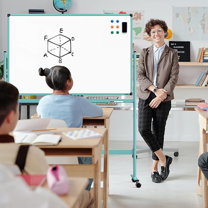 Rolling Whiteboard, 48x32 Inches Dry Erase Board