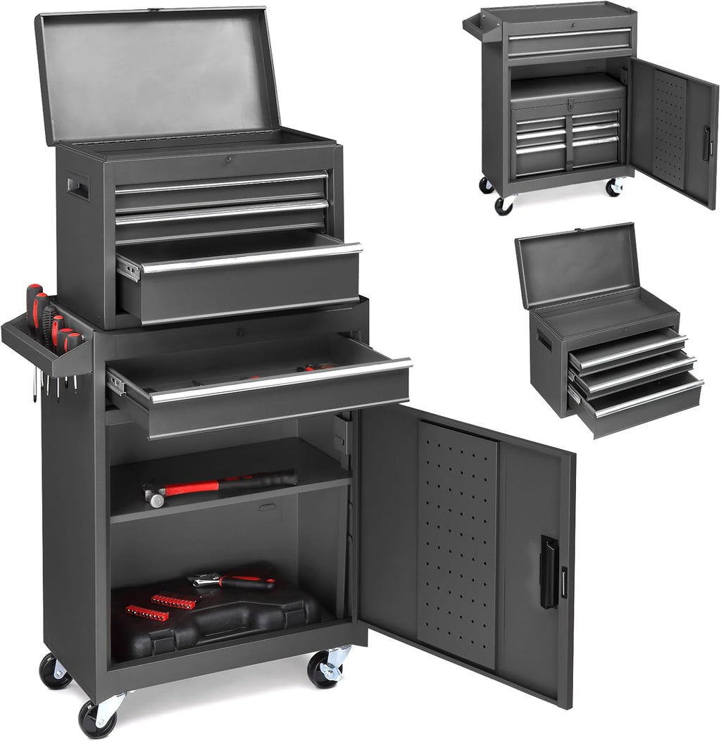 Winado 4-Drawer Rolling Tool Chest, 2-in-1 Large Storage Toolbox, Black