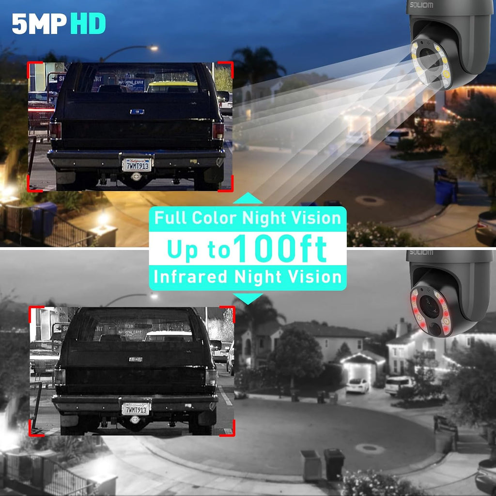 SOLIOM 5MP 4G LTE Cellular Security Camera Outdoor, 10X Optical Zoom