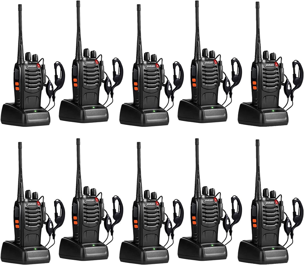 pxton Walkie Talkies for Adults Two Way Radios Long Range (10 Pack)