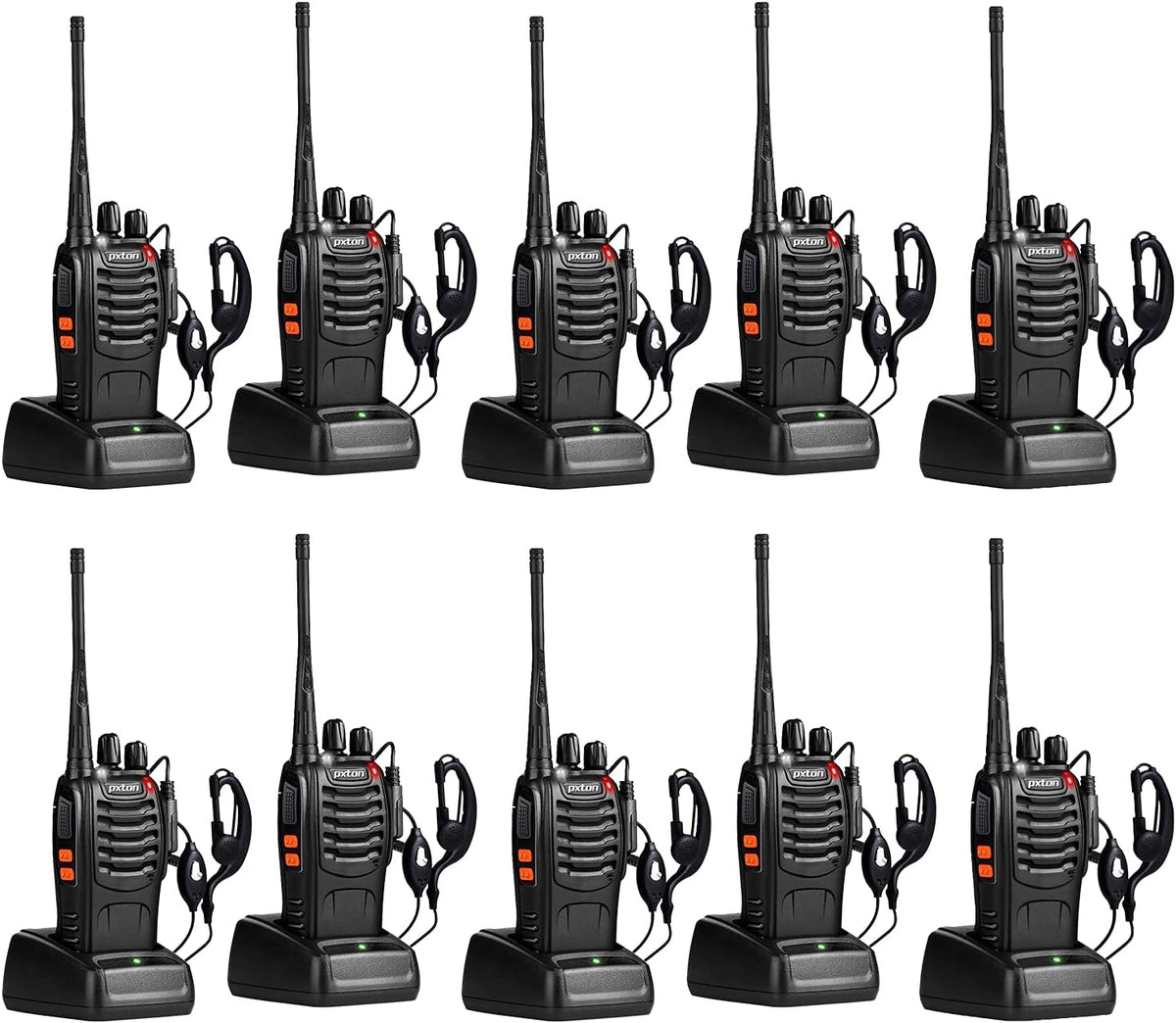 pxton Walkie Talkies for Adults Two Way Radios Long Range (10 Pack)