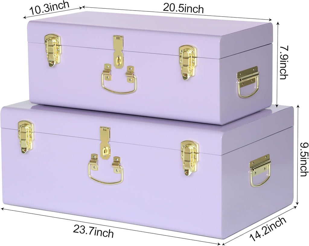 vixdonos storage trunk chest decorative large metal box shown in use