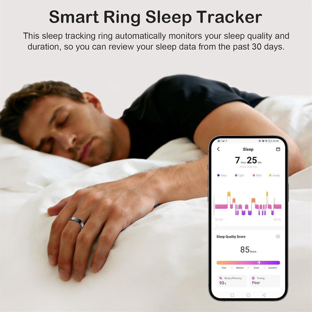 smart ring for women men, sleep activity health, side view