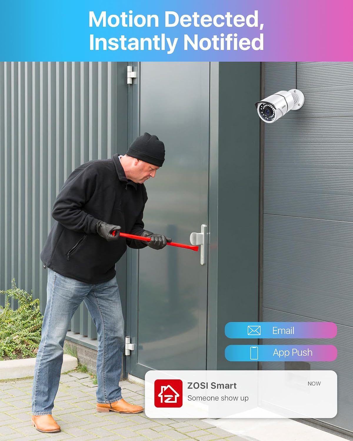 zosi 8ch 4k poe home security camera system, close-up detail