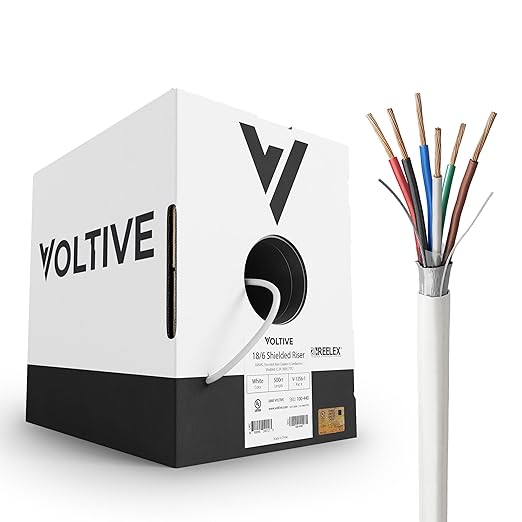 Voltive 18/6 Shielded Low Voltage Wire, Riser CL3R, 500ft