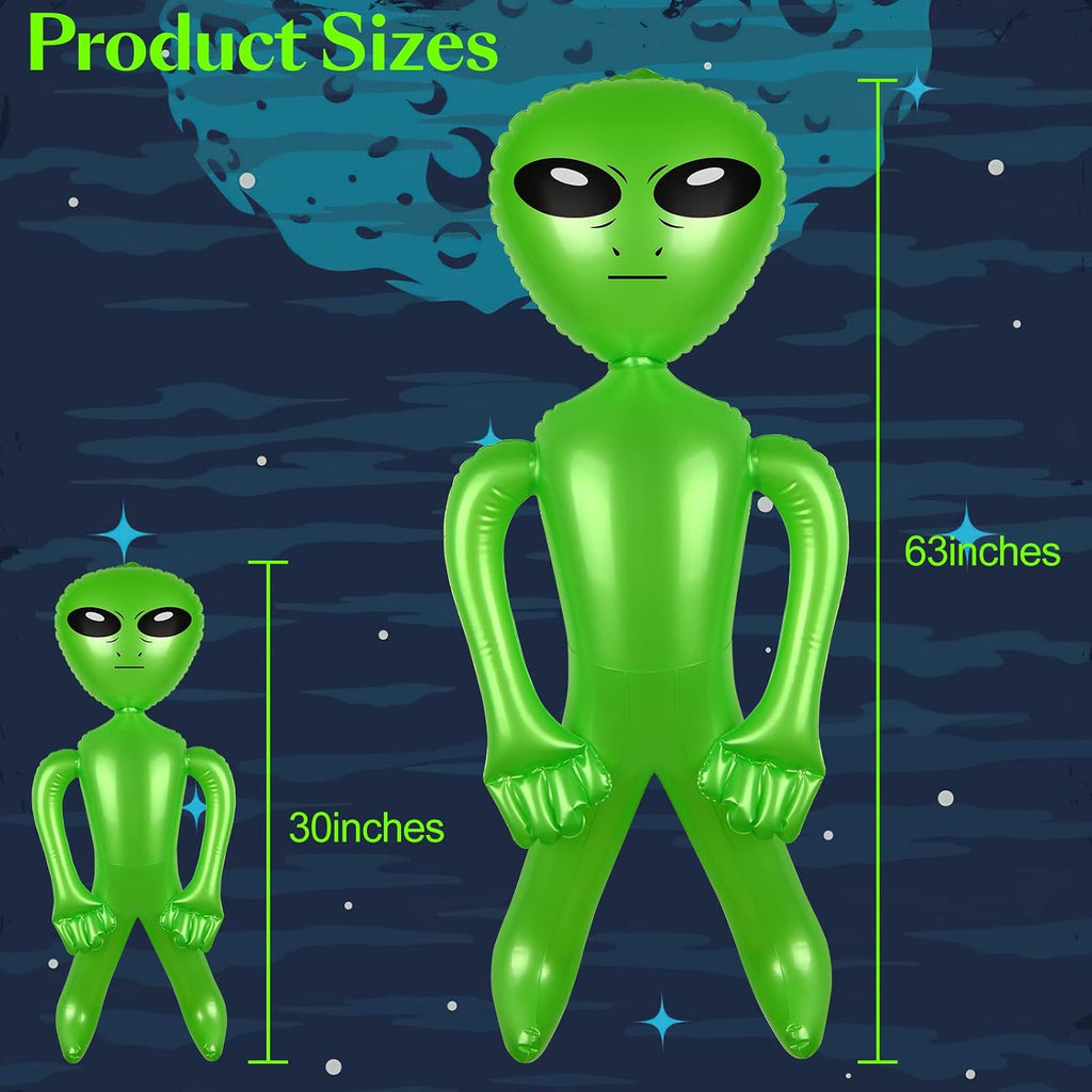 6 Pack 63 Inch Giant Inflatable Alien 31.5 Inch Jumbo Blow Up Alien Green Inflatable Balloon for Space Party Decorations UFO Theme Spaceship Party Birthday Halloween Easter Christmas Home