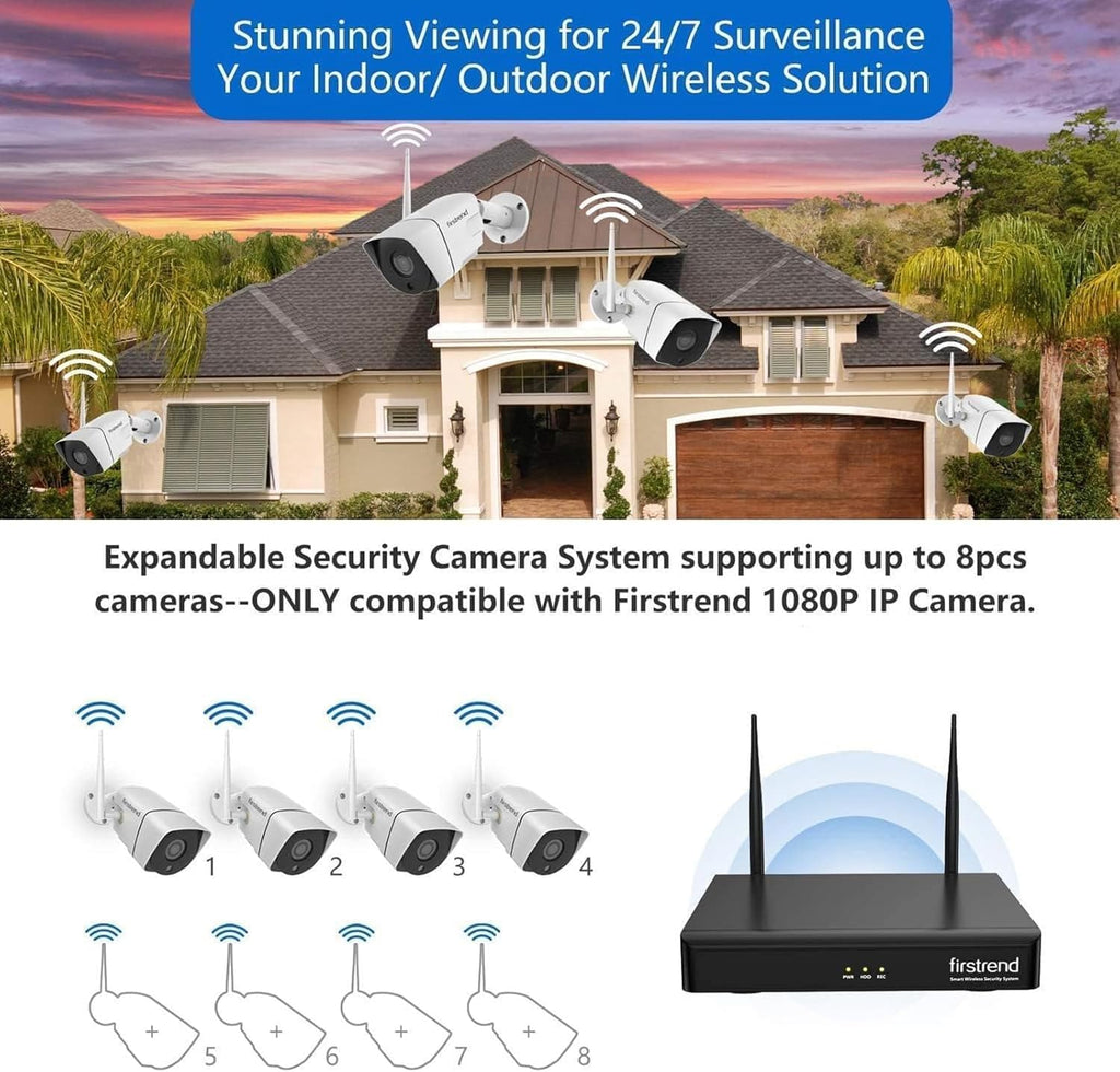(2026 new) firstrend wifi wireless security camera system on a desk or shelf