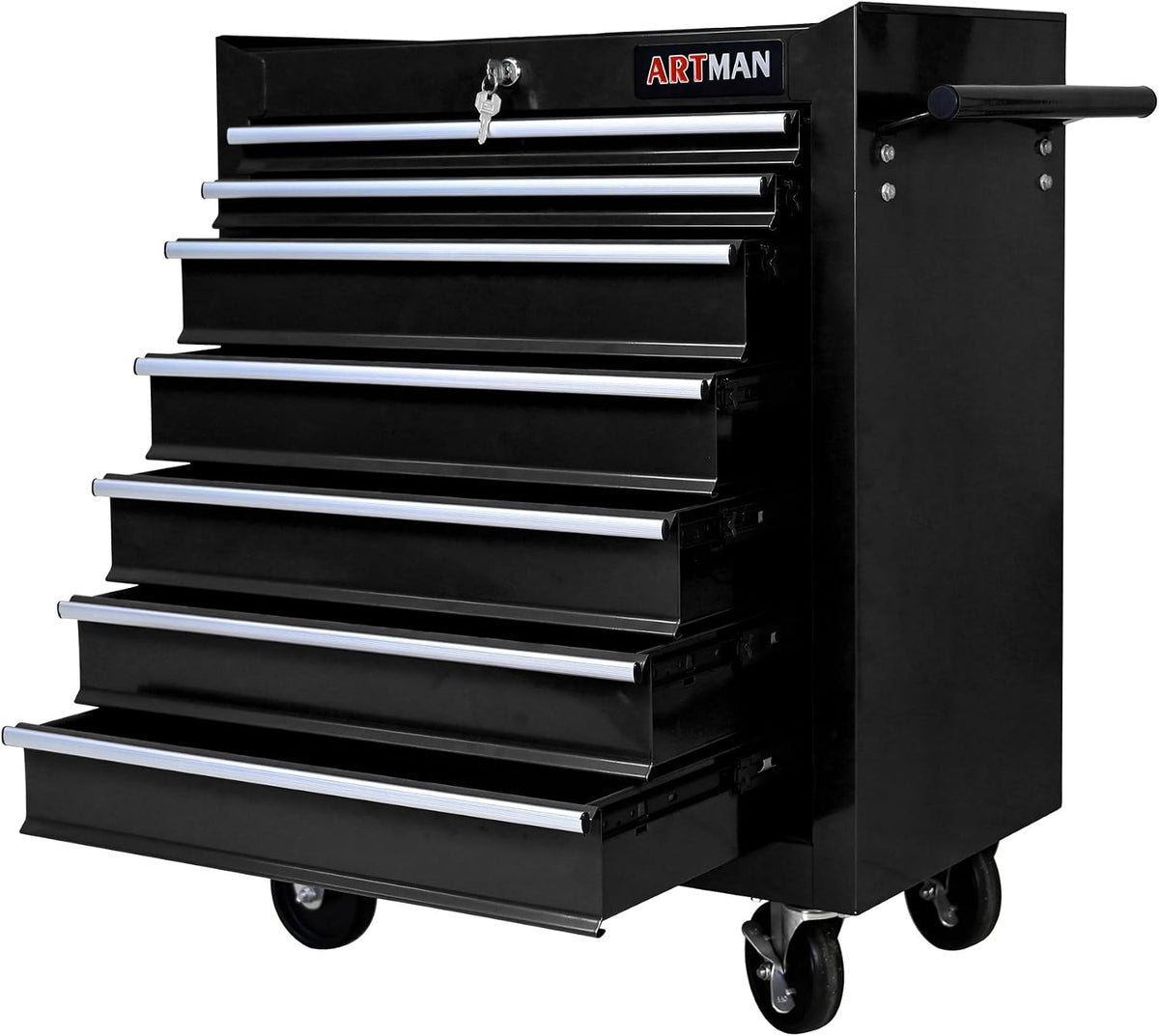 7 Drawers Rolling Tool Chest on Wheels, Multifunctional Tool Cart Tool Storage, Drawers Rolling Tool Trolley Organizer Tool Case for Garage,Warehouse,Workshop,Repair Shop (7 Drawers-Black)