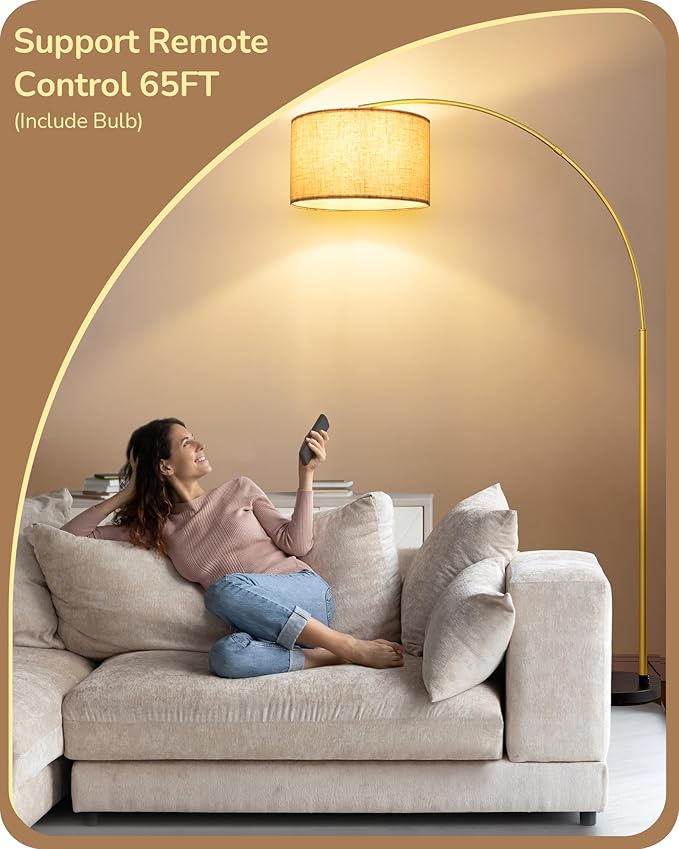 EDISHINE 78.3" Gold Arched Floor Lamp