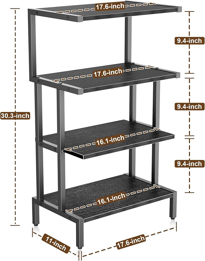 Aquzee Media Stand, Gaming Shelf, 4 Tier Small Electronics Shelves Video Game
