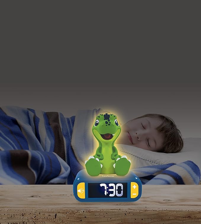 LEXiBOOK - Dinosaur Nightlight Alarm Clock, Alarm Clock