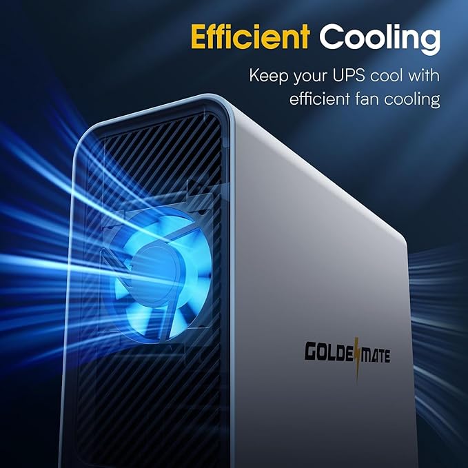 GOLDENMATE 1000VA/600W Lithium UPS Battery Backup and Surge Protector, Backup