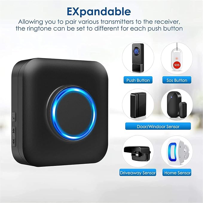 Door Chime Bistee Wireless Door Chimes When Door Open Entry Alarm 600FT Range