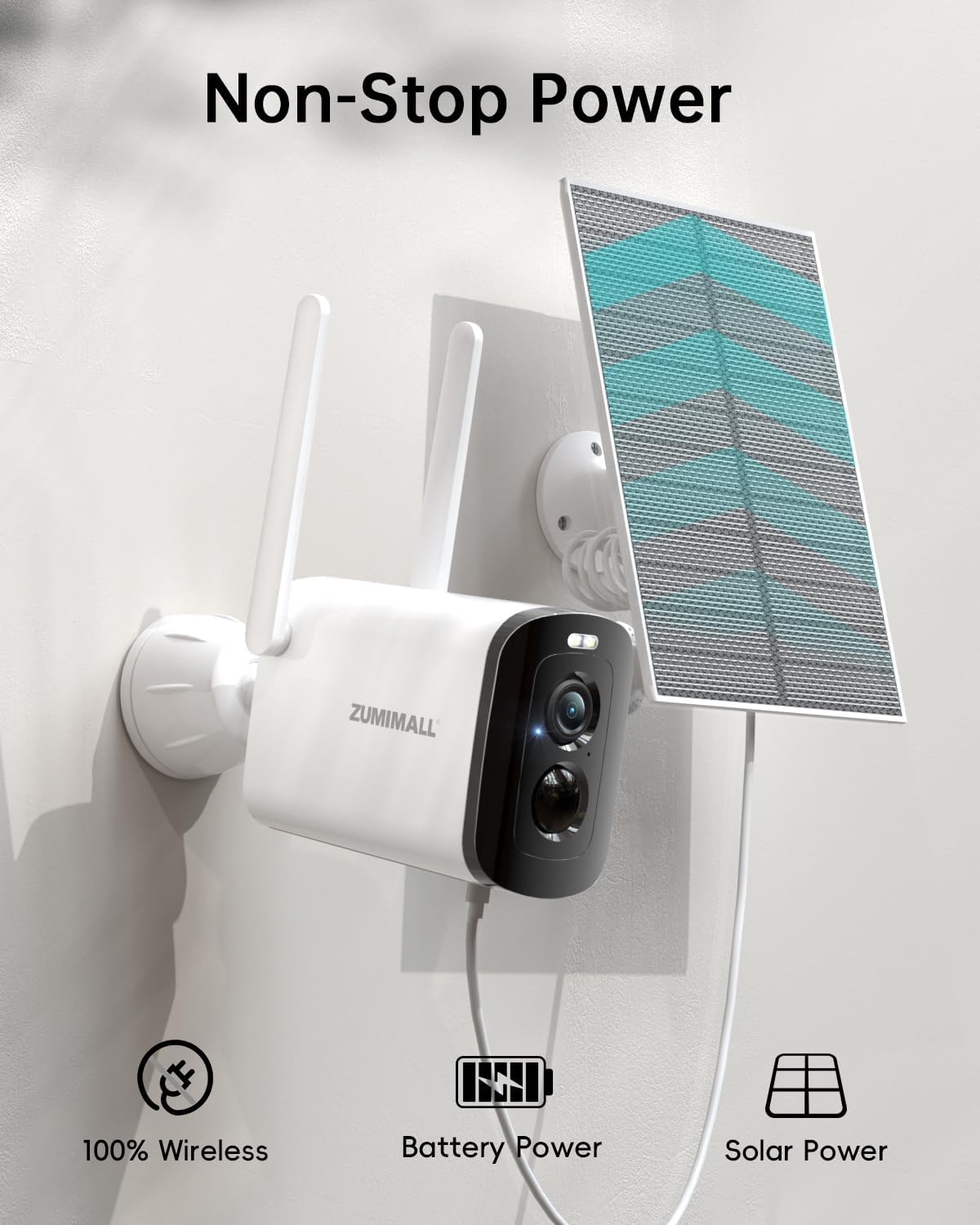 zumimall 2k solar security cameras wireless outdoor shown in use
