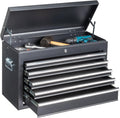 Winado 24" Portable Metal Tool Box, 5 Drawers Lockable Toolbox, Black