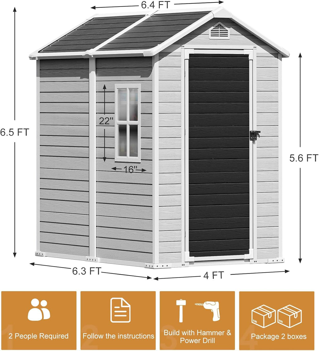 restland 4x6 ft resin storage shed with floor, close-up detail
