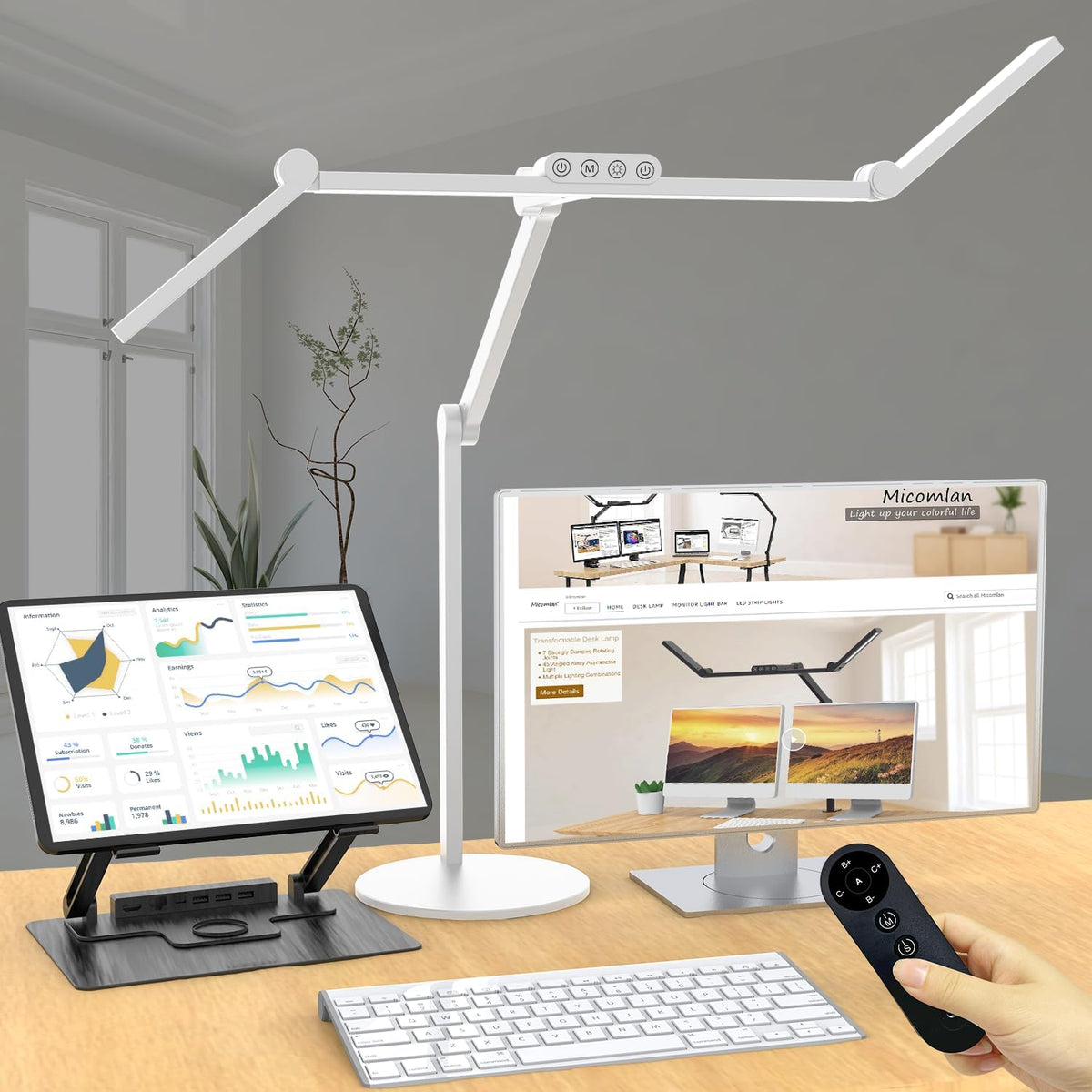 Micomlan Architect Desk Lamp for Home Office, 24W Adjustable Led Desk Light